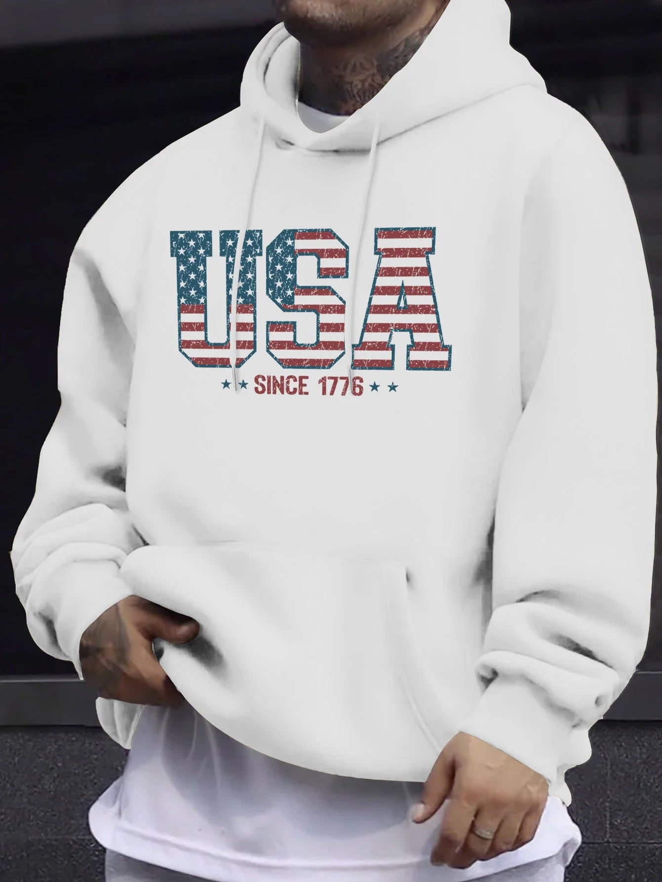 Créatif Usa depuis 1776 lettre imprimer polaire vêtements homme automne décontracté sweats basique Sport à capuche chaud rue Camara Shopping Créatif Usa depuis 1776 lettre imprimer polaire vêtements homme automne décontracté sweats basique Sport à capuche chaud rue