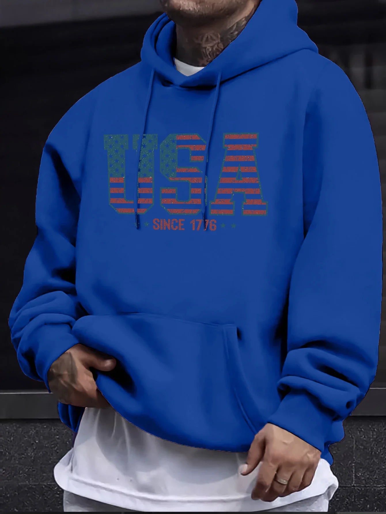 Créatif Usa depuis 1776 lettre imprimer polaire vêtements homme automne décontracté sweats basique Sport à capuche chaud rue Camara Shopping Créatif Usa depuis 1776 lettre imprimer polaire vêtements homme automne décontracté sweats basique Sport à capuche chaud rue