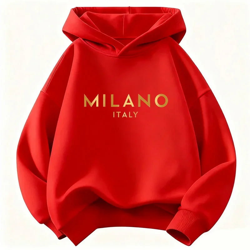 Sweat-shirt à capuche pour enfants, style Y2K, Milano, Italie, avec inscription, pour garçons et filles, vêtements décontractés, Camara Shopping Sweat-shirt à capuche pour enfants, style Y2K, Milano, Italie, avec inscription, pour garçons et filles, vêtements décontractés,