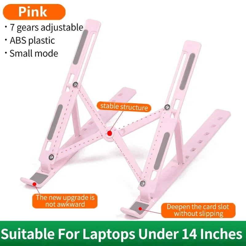 Laptop Stand Portable Foldable Notebook Bracket Adjustable Computer Monitor Holder For Macbook Air iPad Tablets Base Accessories Camara Shopping Laptop Stand Portable Foldable Notebook Bracket Adjustable Computer Monitor Holder For Macbook Air iPad Tablets Base Accessories