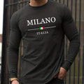100% pure cotton men's long sleeved round neck loose casual MILANO ITALIA print spring and autumn versatile T-shirt top Camara Shopping 100% pure cotton men's long sleeved round neck loose casual MILANO ITALIA print spring and autumn versatile T-shirt top
