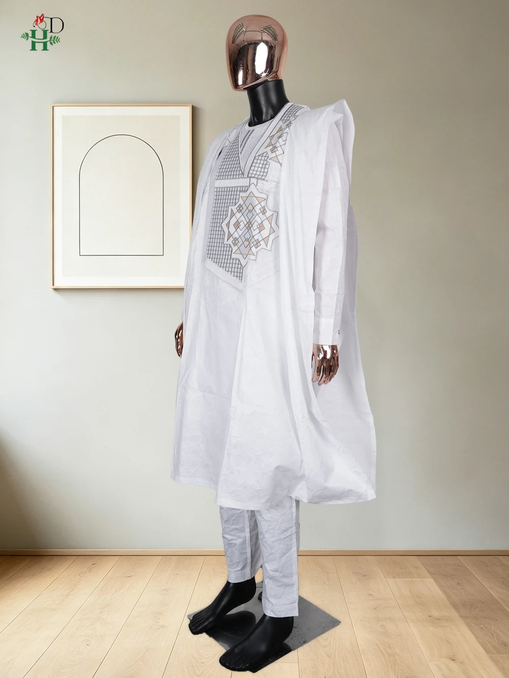H&D Dresses on Clearance Sale African Dresses for Man Agbada Sets 3PCS White Embroidered Vrai Bazin Original Vêtements D'Afrique Camara Shopping H&D Dresses on Clearance Sale African Dresses for Man Agbada Sets 3PCS White Embroidered Vrai Bazin Original Vêtements D'Afrique