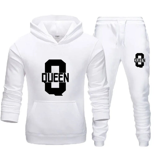 Amant de la mode Couple vêtements ensemble de vêtements de sport roi reine imprimé vêtements à capuche 2 pièces ensemble femmes Camara Shopping Amant de la mode Couple vêtements ensemble de vêtements de sport roi reine imprimé vêtements à capuche 2 pièces ensemble femmes