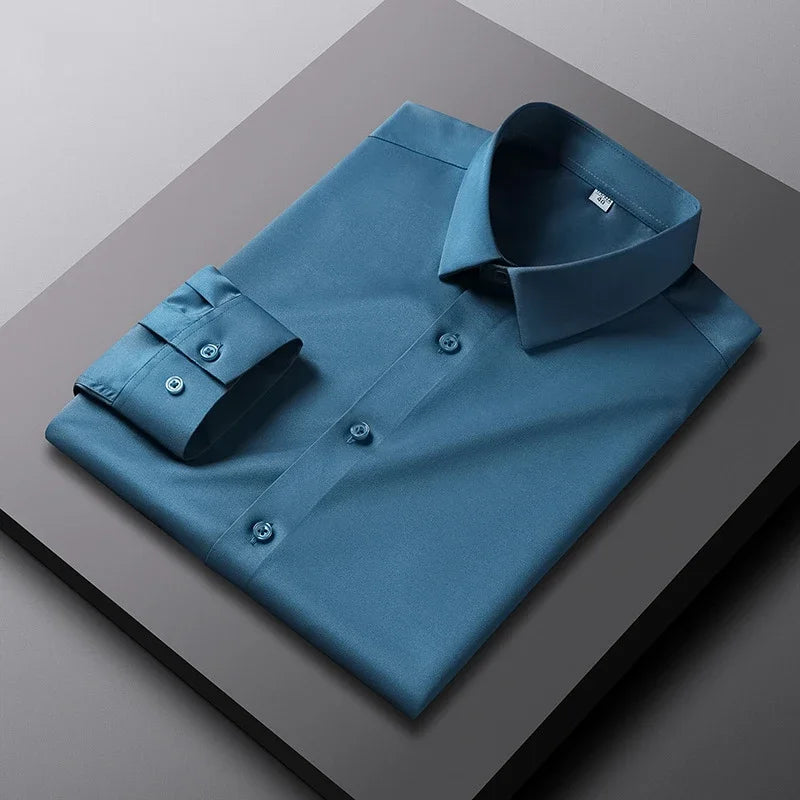 Men's Casual and Fashionable Long Sleeved Solid Color Shirt Non Ironing and Wrinkle Resistant Business Top Camara Shopping Men's Casual and Fashionable Long Sleeved Solid Color Shirt Non Ironing and Wrinkle Resistant Business Top