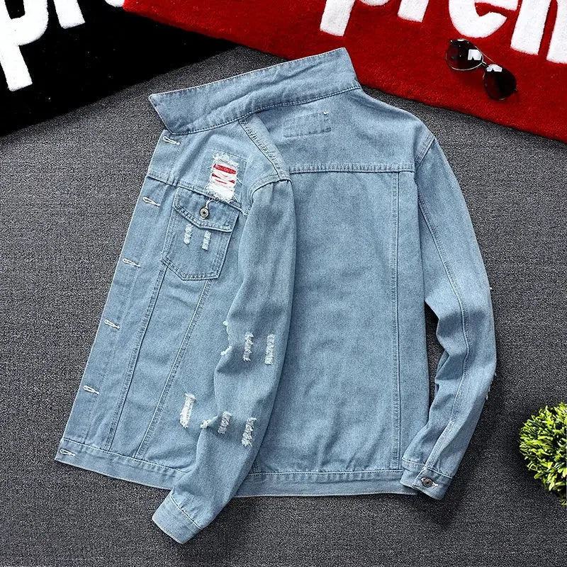 Male Jean Coats Red With Print Men's Denim Jacket Casual Slim Short Clothing Elatic New In Large Size On Board Fashion G Washed Camara Shopping Male Jean Coats Red With Print Men's Denim Jacket Casual Slim Short Clothing Elatic New In Large Size On Board Fashion G Washed