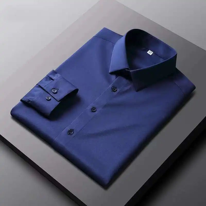 Men's Casual and Fashionable Long Sleeved Solid Color Shirt Non Ironing and Wrinkle Resistant Business Top Camara Shopping Men's Casual and Fashionable Long Sleeved Solid Color Shirt Non Ironing and Wrinkle Resistant Business Top