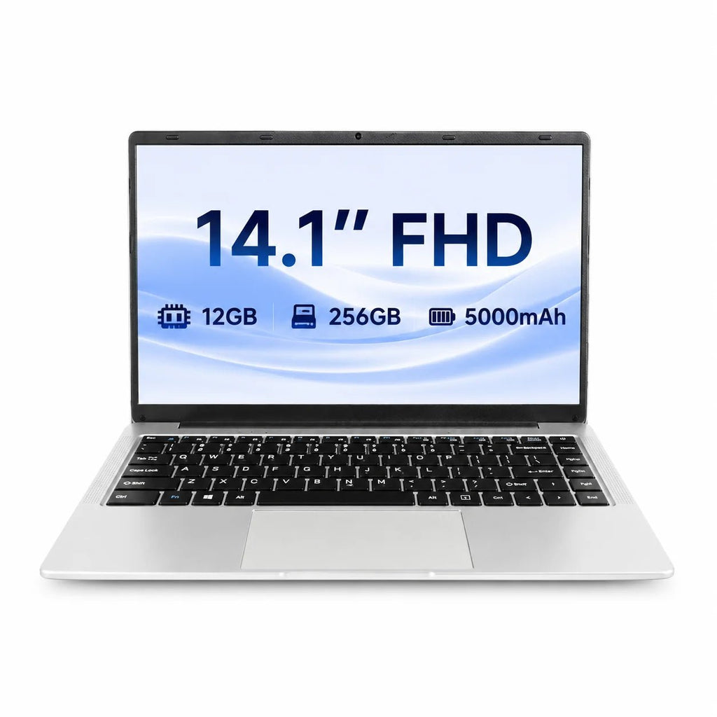 Ordinateur portable étudiant 14,1 pouces | Intel N3710, 12 Go de RAM, 256 Go de SSD | Écran FHD 1080P et batterie 5000 mAh | Travail de bureau et adapté aux personnes âgées - Camara ShoppingOrdinateur portable étudiant 14,1 pouces | Intel N3710, 12 Go de RAM, 256 Go de SSD | Écran FHD 1080P et batterie 5000 mAh | Travail de bureau et adapté aux personnes âgées