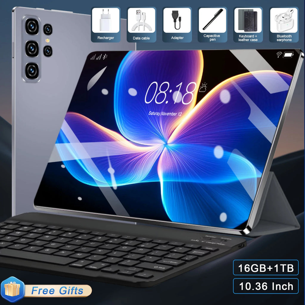 Tablette HD 10,36 pouces avec clavier, 16 Go de RAM, 1 To de ROM, 5G, processeur 14 cœurs, batterie 20000 mAh, Android 13, Bluetooth, Wi-Fi, GPS, pour le bureau Camara Shopping Tablette HD 10,36 pouces avec clavier, 16 Go de RAM, 1 To de ROM, 5G, processeur 14 cœurs, batterie 20000 mAh, Android 13, Bluetooth, Wi-Fi, GPS, pour le bureau