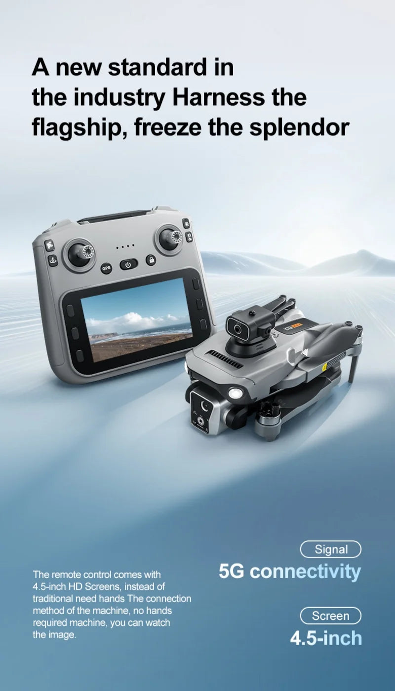 Drone équipé de 3 batteries, 4K, moteurs sans balais, écran de 4,5 pouces, deux caméras HD, système intelligent d'évitement d'obstacles, transmission vidéo, vol stationnaire par flux lumineux, fonction de retour GPS, t Camara Shopping Drone équipé de 3 batteries, 4K, moteurs sans balais, écran de 4,5 pouces, deux caméras HD, système intelligent d'évitement d'obstacles, transmission vidéo, vol stationnaire par flux lumineux, fonction de retour GPS, t