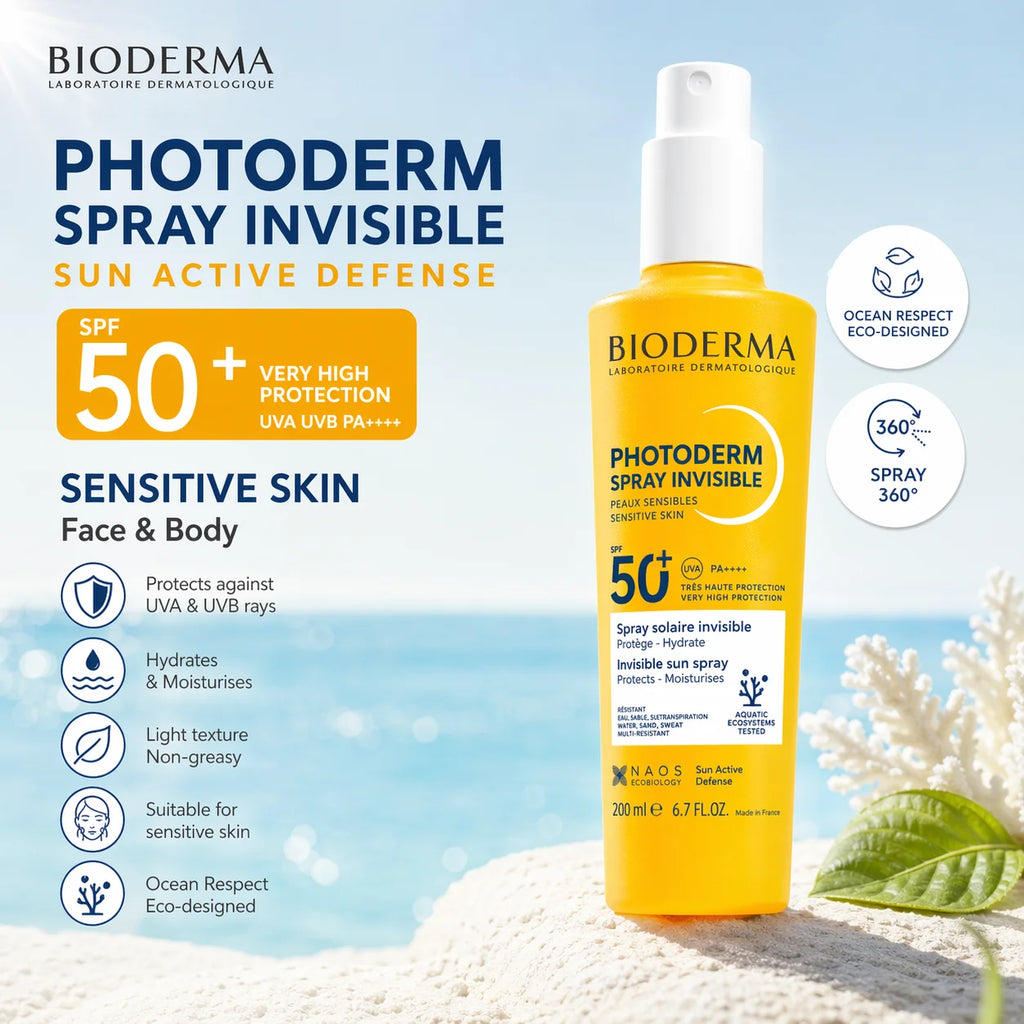Bioderma Photoderm Spray Invisible SPF50+ 200ml – Protection Solaire Très Haute, Peaux Sensibles, Visage & Corps Camara Shopping Bioderma Photoderm Spray Invisible SPF50+ 200ml – Protection Solaire Très Haute, Peaux Sensibles, Visage & Corps