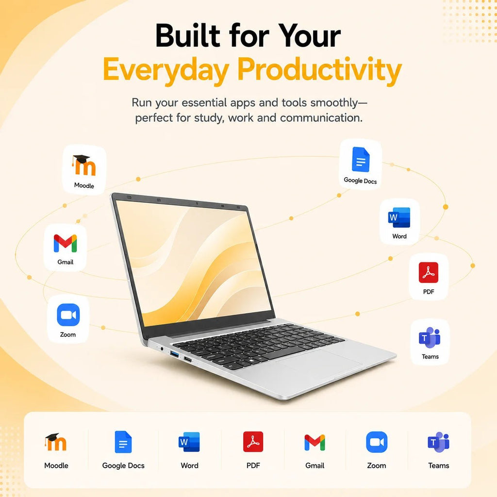 Ordinateur portable étudiant 14,1 pouces | Intel N3710, 12 Go de RAM, 256 Go de SSD | Écran FHD 1080P et batterie 5000 mAh | Travail de bureau et adapté aux personnes âgées - Camara ShoppingOrdinateur portable étudiant 14,1 pouces | Intel N3710, 12 Go de RAM, 256 Go de SSD | Écran FHD 1080P et batterie 5000 mAh | Travail de bureau et adapté aux personnes âgées