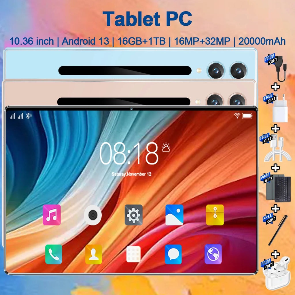 Tablette de jeu 14 Core 10,36 pouces, batterie 20000 mAh, WiFi 5G, Bluetooth, Android 13, 16 Go + 1 To, appareil photo 16+32 MP, tablette pour l'étude et le bureau Camara Shopping Tablette de jeu 14 Core 10,36 pouces, batterie 20000 mAh, WiFi 5G, Bluetooth, Android 13, 16 Go + 1 To, appareil photo 16+32 MP, tablette pour l'étude et le bureau