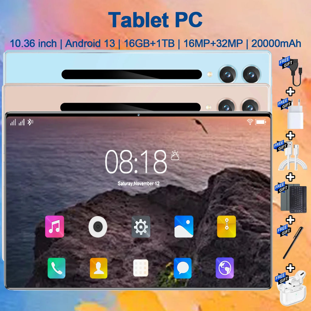 Tablette de jeu 14 Core 10,36 pouces, batterie 20000 mAh, WiFi 5G, Bluetooth, Android 13, 16 Go + 1 To, appareil photo 16+32 MP, tablette pour l'étude et le bureau Camara Shopping Tablette de jeu 14 Core 10,36 pouces, batterie 20000 mAh, WiFi 5G, Bluetooth, Android 13, 16 Go + 1 To, appareil photo 16+32 MP, tablette pour l'étude et le bureau