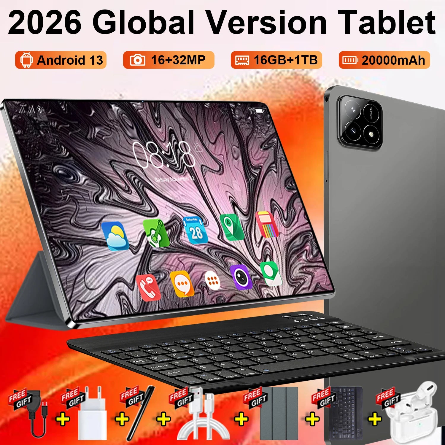 Tablette PC 10,36 pouces Android 13 5G, 10 cœurs, 16 Go de RAM + 1 To de ROM, 12000 mAh, double caméra, double SIM, Google Play, Bluetooth, Wifi Camara Shopping Tablette PC 10,36 pouces Android 13 5G, 10 cœurs, 16 Go de RAM + 1 To de ROM, 12000 mAh, double caméra, double SIM, Google Play, Bluetooth, Wifi