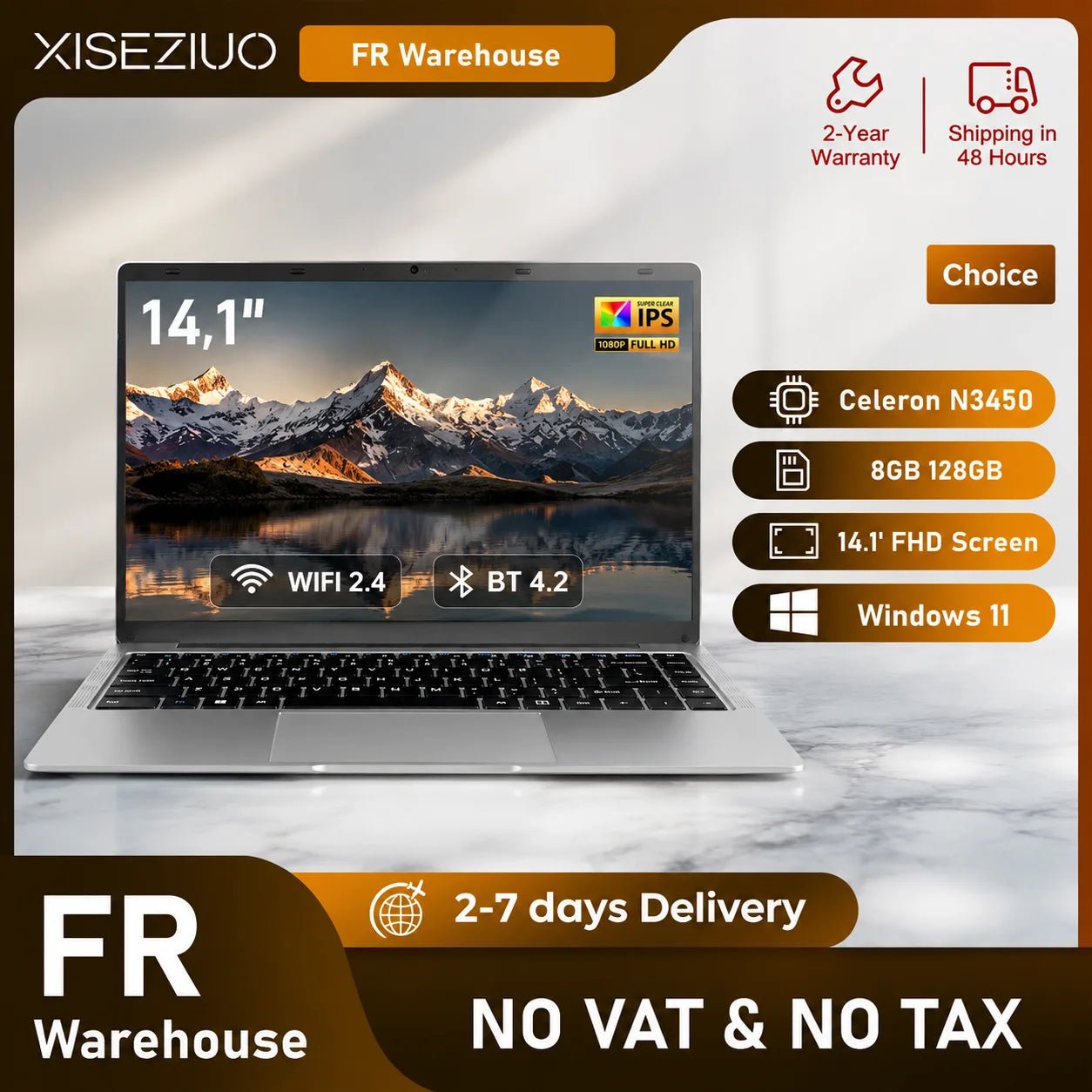 Ordinateur Portable 14,1 Pouces FHD IPS Windows 11, Intel Celeron N3450, 8Go RAM 128Go SSD, PC Portable Léger avec WiFi 2.4G Bluetooth 4.2, Webcam HD, Mini HDMI, USB 3.0, Clavier AZERTY, Livraison Rapide depuis Entrepôt FR, - Camara ShoppingOrdinateur Portable 14,1 Pouces FHD IPS Windows 11, Intel Celeron N3450, 8Go RAM 128Go SSD, PC Portable Léger avec WiFi 2.4G Bluetooth 4.2, Webcam HD, Mini HDMI, USB 3.0, Clavier AZERTY, Livraison Rapide depuis Entrepôt FR,