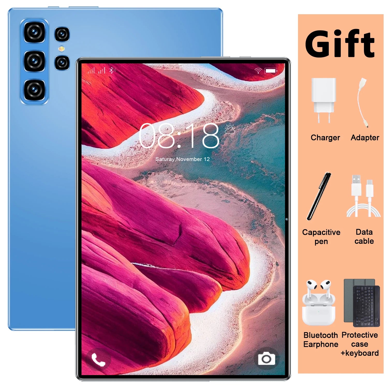 Tablette sans fil multifonctionnelle avec Bluetooth 5.0, écran 10,36 pouces, processeur 10 cœurs Android 13, stockage 16 Go + 1 To, réseau 5G, batterie 20000 mAh, caméra HD 16+32 MP pour les cours en ligne Camara Shopping Tablette sans fil multifonctionnelle avec Bluetooth 5.0, écran 10,36 pouces, processeur 10 cœurs Android 13, stockage 16 Go + 1 To, réseau 5G, batterie 20000 mAh, caméra HD 16+32 MP pour les cours en ligne