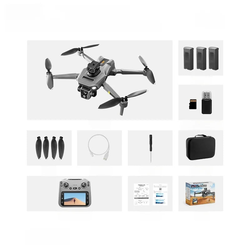 Drone équipé de 3 batteries, 4K, moteurs sans balais, écran de 4,5 pouces, deux caméras HD, système intelligent d'évitement d'obstacles, transmission vidéo, vol stationnaire par flux lumineux, fonction de retour GPS, t Camara Shopping Drone équipé de 3 batteries, 4K, moteurs sans balais, écran de 4,5 pouces, deux caméras HD, système intelligent d'évitement d'obstacles, transmission vidéo, vol stationnaire par flux lumineux, fonction de retour GPS, t