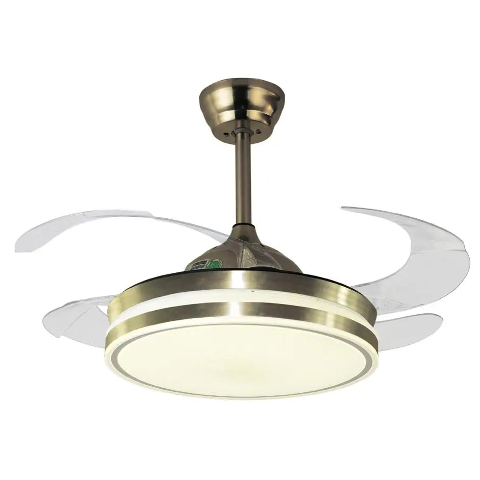 Ventilateur de plafond avec moteur DC et pales encastrées avec lumière LED mémoire 36W et variateur dimmable (veilleuse)-marque BEL AIR HOME-télécommande silencieuse et efficace incluse-Idéal pour les chambres et les sa