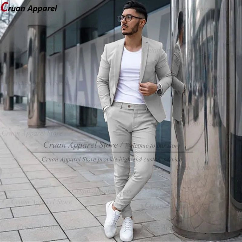 Ensemble sur mesure pour hommes, veste et pantalon décontractés, coupe couvertes, streetwear décontracté, beige, mode classique, fête de mariage, marié imbibé, nouveau, 2 pièces Camara Shopping Ensemble sur mesure pour hommes, veste et pantalon décontractés, coupe couvertes, streetwear décontracté, beige, mode classique, fête de mariage, marié imbibé, nouveau, 2 pièces