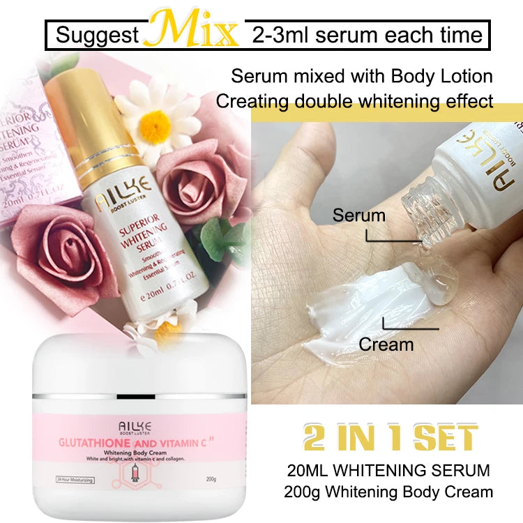 Coffret beauté éclaircissant AILKE à la vitamine C et au glutathion pour femmes, élimine les taches noires, hydrate, illumine la peau pour tous les types de carnation Camara Shopping Coffret beauté éclaircissant AILKE à la vitamine C et au glutathion pour femmes, élimine les taches noires, hydrate, illumine la peau pour tous les types de carnation