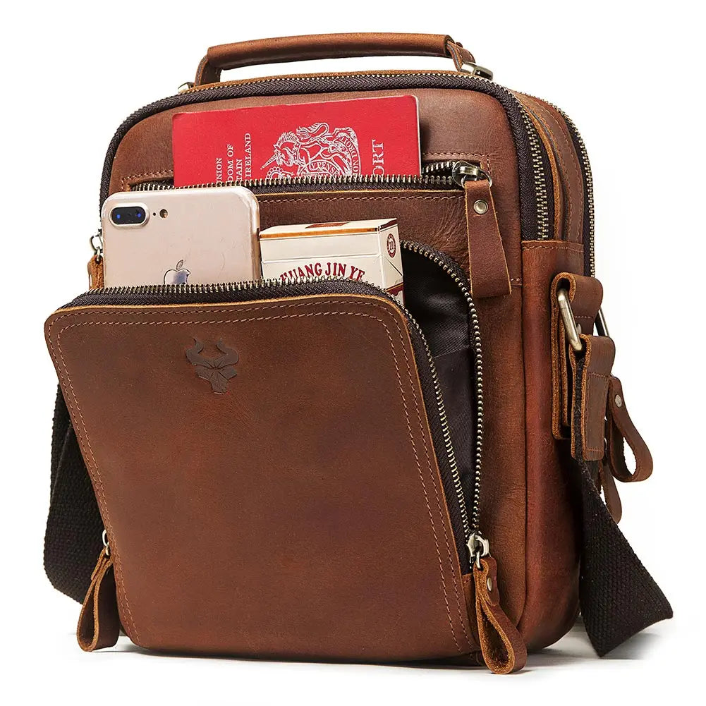 HUMERPAUL sac à bandoulière en cuir véritable pour hommes sacs croisés Vintage grande capacité mâle messager sac fourre-tout voyage Bolso Hombres Camara Shopping HUMERPAUL sac à bandoulière en cuir véritable pour hommes sacs croisés Vintage grande capacité mâle messager sac fourre-tout voyage Bolso Hombres