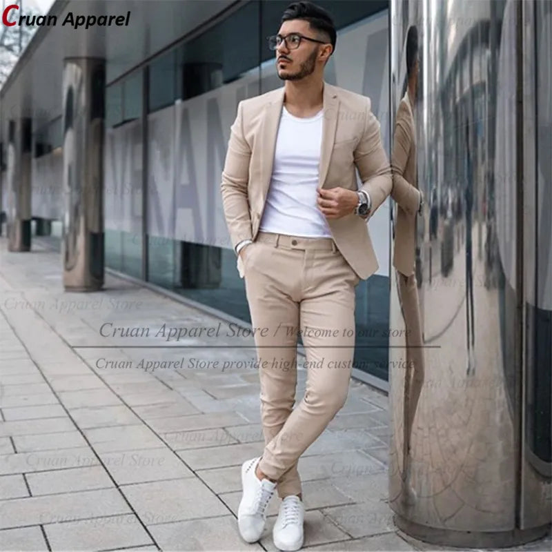 Ensemble sur mesure pour hommes, veste et pantalon décontractés, coupe couvertes, streetwear décontracté, beige, mode classique, fête de mariage, marié imbibé, nouveau, 2 pièces Camara Shopping Ensemble sur mesure pour hommes, veste et pantalon décontractés, coupe couvertes, streetwear décontracté, beige, mode classique, fête de mariage, marié imbibé, nouveau, 2 pièces