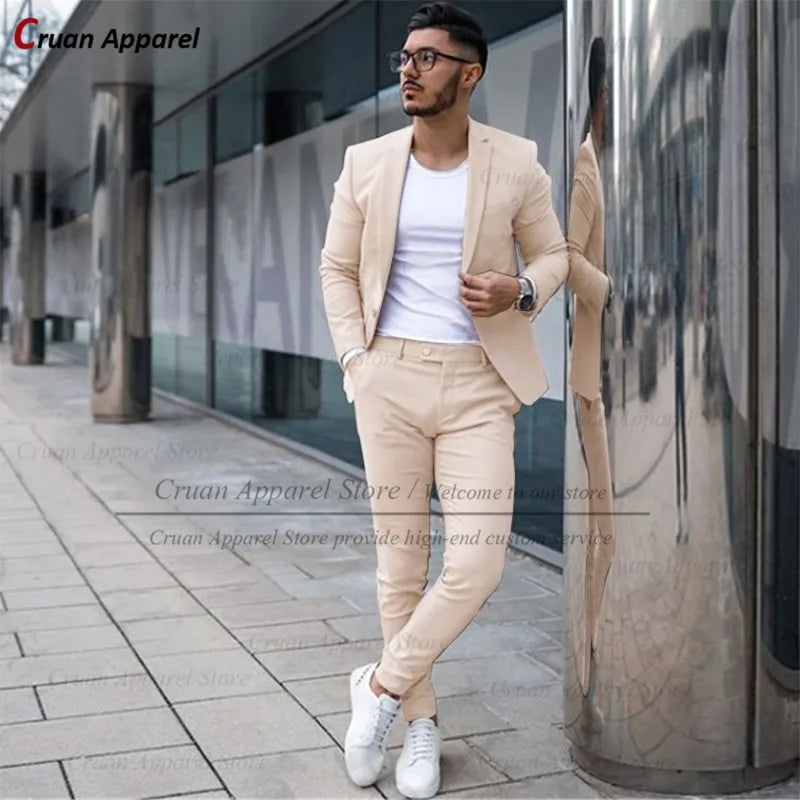Ensemble sur mesure pour hommes, veste et pantalon décontractés, coupe couvertes, streetwear décontracté, beige, mode classique, fête de mariage, marié imbibé, nouveau, 2 pièces Camara Shopping Ensemble sur mesure pour hommes, veste et pantalon décontractés, coupe couvertes, streetwear décontracté, beige, mode classique, fête de mariage, marié imbibé, nouveau, 2 pièces