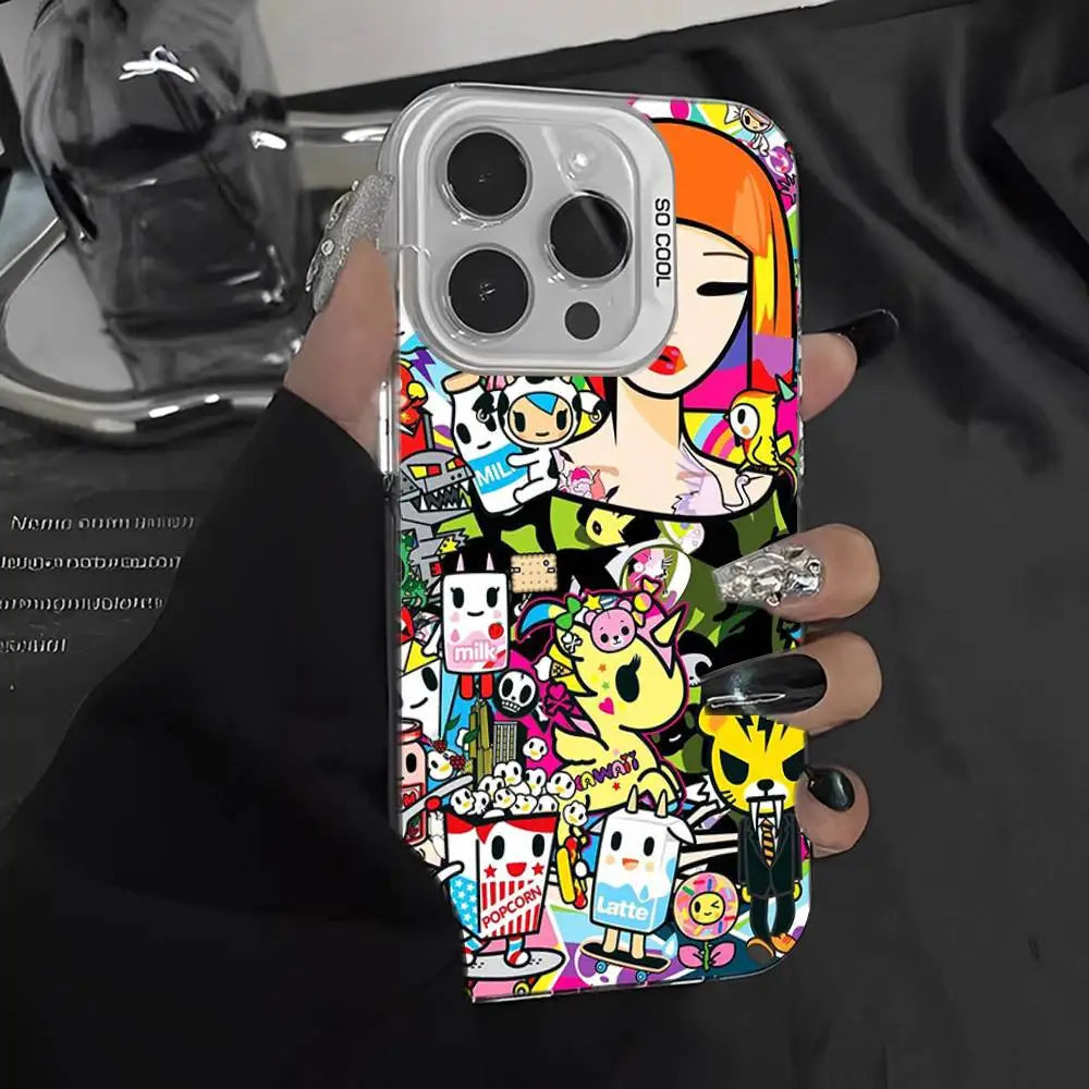 Coque de téléphone Cartoon T-Tokidokis pour iPhone 17 16 15 14 13 Pro 12 11 Pro Max PLUS, coque arrière colorée