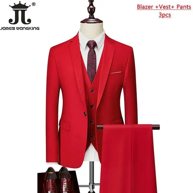 Costume homme formel pour le bureau, mariage, fête, couleur unie, tailles M-6XL, 15 couleurs (veste + gilet + pantalon) Camara Shopping Costume homme formel pour le bureau, mariage, fête, couleur unie, tailles M-6XL, 15 couleurs (veste + gilet + pantalon)