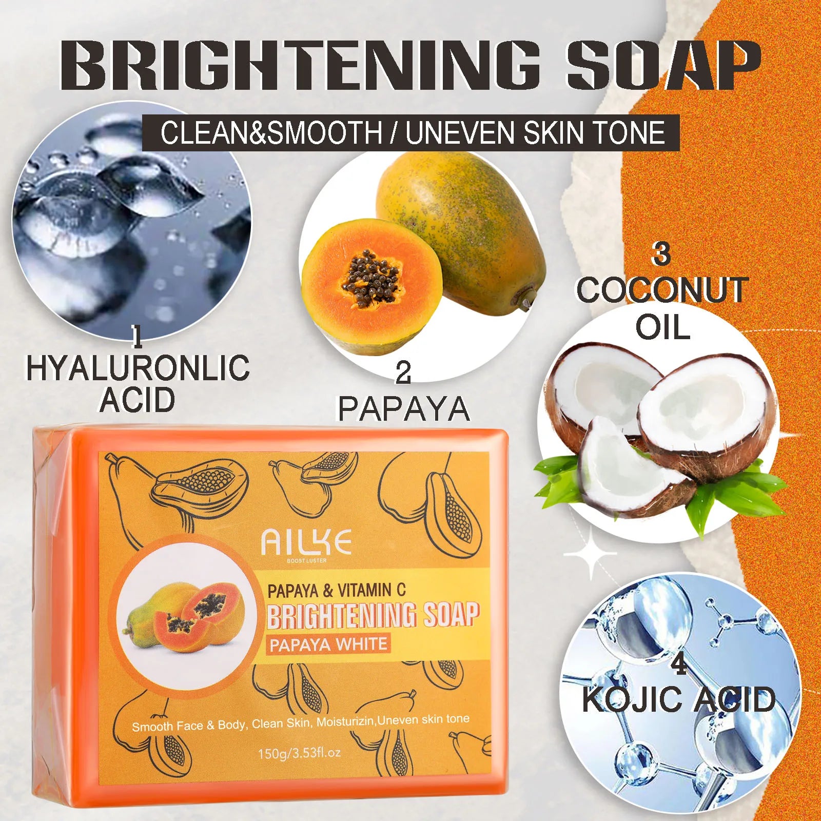 AILKE Savon fait main blanchissant la peau - Savon papaye biologique pour taches noires, taches propres, améliore la peau terne, le visage, le corps et les mains Camara Shopping AILKE Savon fait main blanchissant la peau - Savon papaye biologique pour taches noires, taches propres, améliore la peau terne, le visage, le corps et les mains