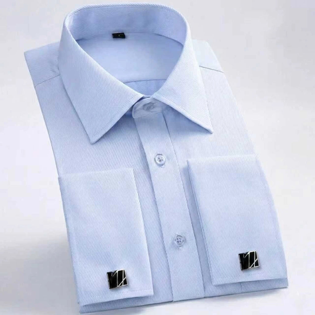 Chemise habillée à manchette française pour hommes, manches longues, boutons d'affaires formels, chemises pour hommes, coupe régulière, boutons de manchette, grande taille 6XL Camara Shopping Chemise habillée à manchette française pour hommes, manches longues, boutons d'affaires formels, chemises pour hommes, coupe régulière, boutons de manchette, grande taille 6XL