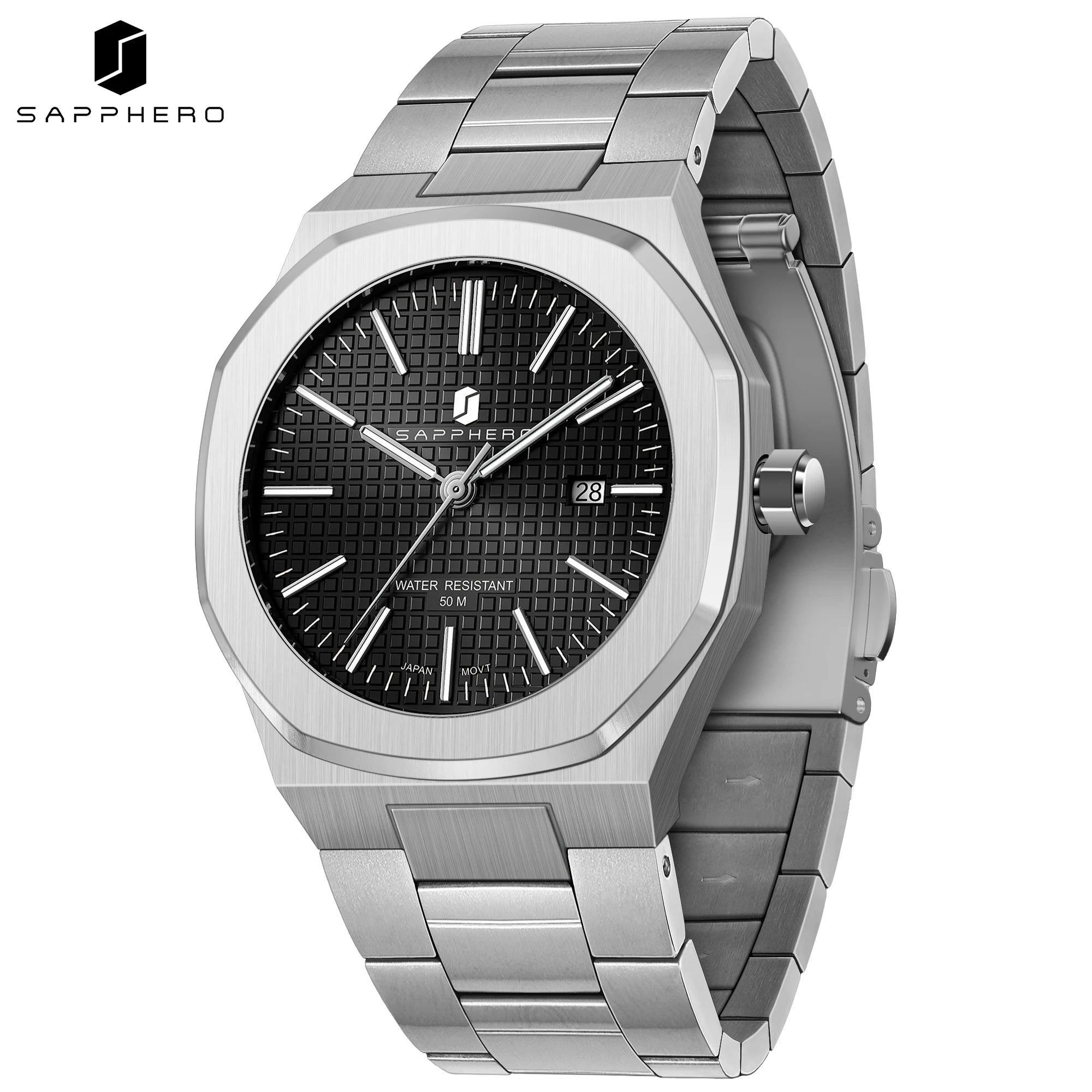 SAPPHERO – montre à Quartz pour hommes, en acier inoxydable, étanche à 50M, affichage de la Date, aiguilles lumineuses, montre-bracelet élégante pour affaires, cadeau durable Camara Shopping SAPPHERO – montre à Quartz pour hommes, en acier inoxydable, étanche à 50M, affichage de la Date, aiguilles lumineuses, montre-bracelet élégante pour affaires, cadeau durable