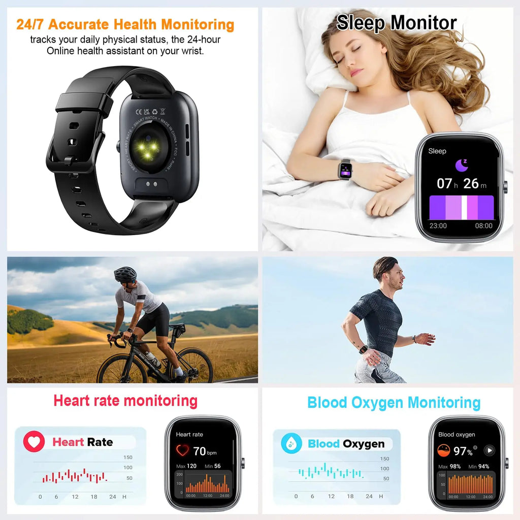 Montre connectée Jugeman de 1,91 pouces (réponse/foudre d'appel), moniteur d'activité physique étanche IP68, plus de 110 modes sportifs, moniteur de fréquence cardiaque et de sommeil. Camara Shopping Montre connectée Jugeman de 1,91 pouces (réponse/foudre d'appel), moniteur d'activité physique étanche IP68, plus de 110 modes sportifs, moniteur de fréquence cardiaque et de sommeil.