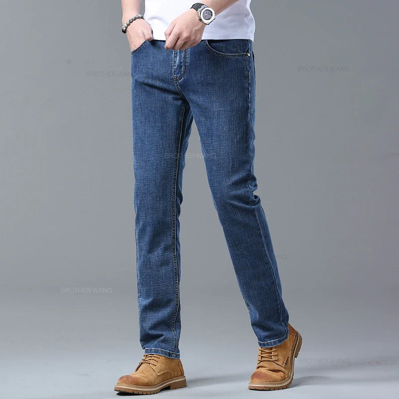 Printemps hommes bleu clair jean mince élégant décontracté tissu extensible Denim pantalon classique pantalon fumée gris Camara Shopping Printemps hommes bleu clair jean mince élégant décontracté tissu extensible Denim pantalon classique pantalon fumée gris