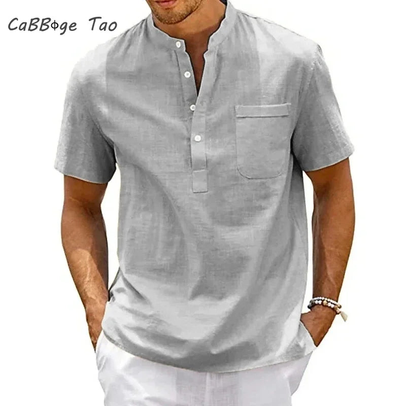 Polo d'été décontracté pour hommes, coupe cintrée, couleur unie, bouton respirant, haut à manches courtes, T-shirt rafraîchissant et confortable Camara Shopping Polo d'été décontracté pour hommes, coupe cintrée, couleur unie, bouton respirant, haut à manches courtes, T-shirt rafraîchissant et confortable