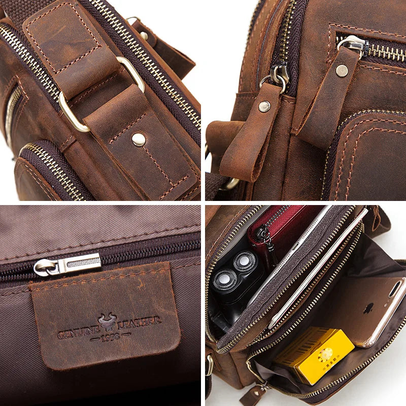 HUMERPAUL sac à bandoulière en cuir véritable pour hommes sacs croisés Vintage grande capacité mâle messager sac fourre-tout voyage Bolso Hombres Camara Shopping HUMERPAUL sac à bandoulière en cuir véritable pour hommes sacs croisés Vintage grande capacité mâle messager sac fourre-tout voyage Bolso Hombres