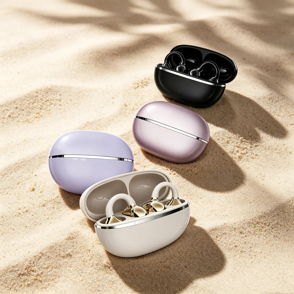 Écouteurs Bluetooth à Conduction Osseuse 3D Surround à Clip d'Oreille, Écouteurs sans Fil Stéréo Bass pour le Sport avec Micro Camara Shopping Écouteurs Bluetooth à Conduction Osseuse 3D Surround à Clip d'Oreille, Écouteurs sans Fil Stéréo Bass pour le Sport avec Micro