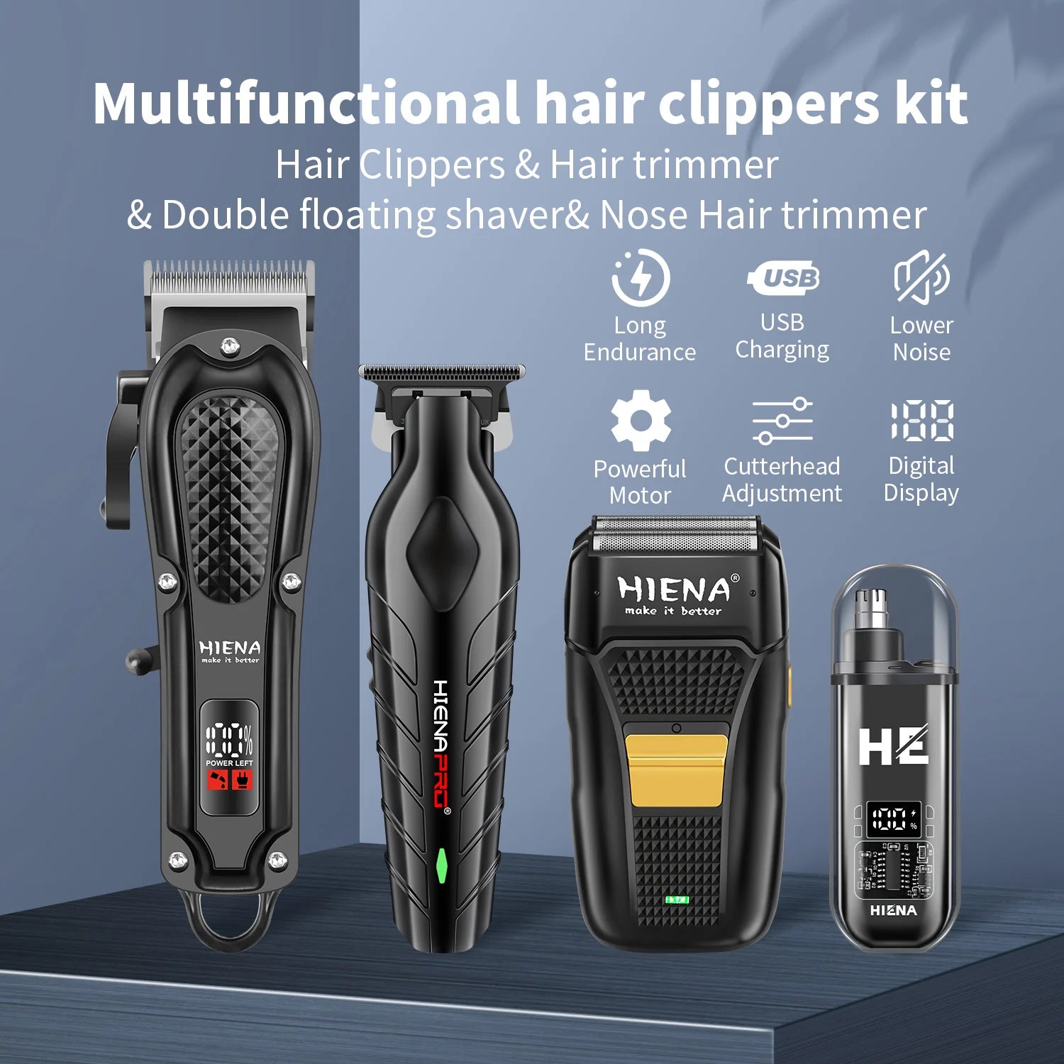 Tondeuse à cheveux électrique professionnelle Hiena Finish Machine, tondeuse à barbe rechargeable, rasoir pour homme, kit de coupe-cheveux Camara Shopping Tondeuse à cheveux électrique professionnelle Hiena Finish Machine, tondeuse à barbe rechargeable, rasoir pour homme, kit de coupe-cheveux