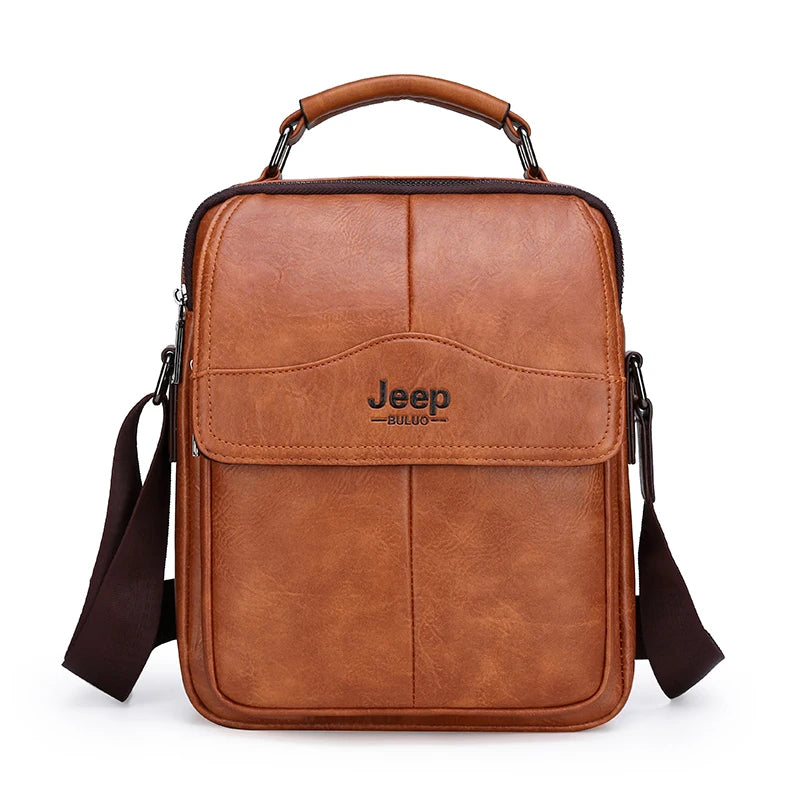 Sac d'affaires de marque JEEP BULUO pour hommes, sac messager de haute qualité, sacs à bandoulière en cuir pour le bureau quotidien, pour père ou mari Camara Shopping Sac d'affaires de marque JEEP BULUO pour hommes, sac messager de haute qualité, sacs à bandoulière en cuir pour le bureau quotidien, pour père ou mari