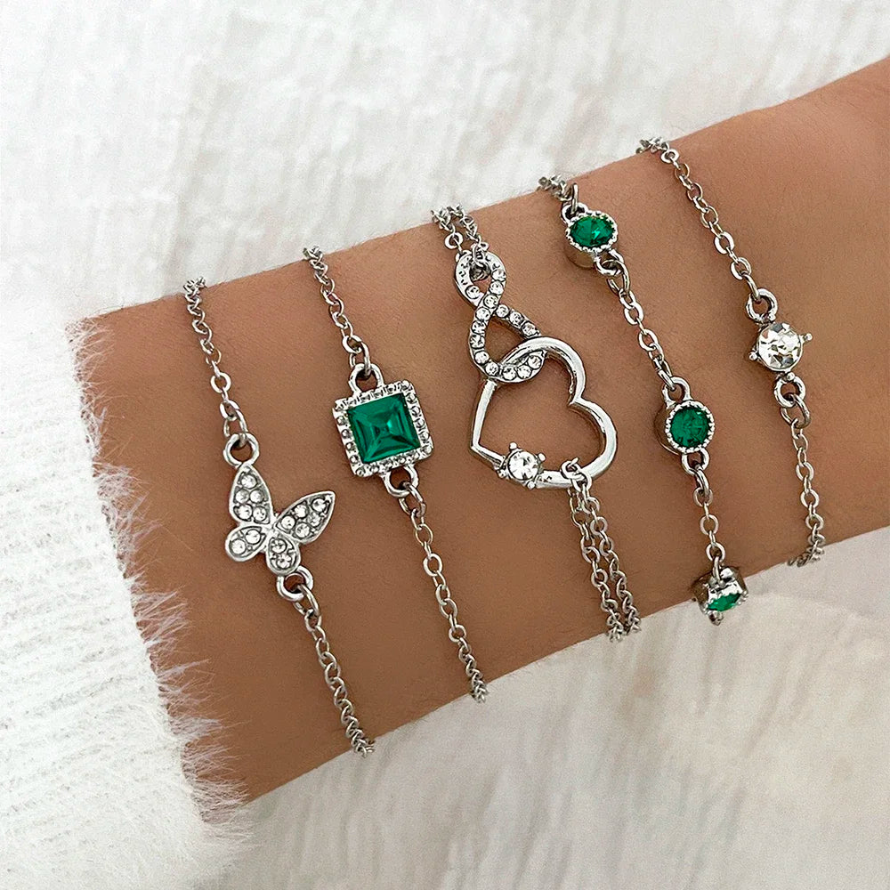 Ensemble de bracelets papillon en strass pour femmes, 5 pièces/ensemble, styliste de mode coréen, perles réglables, bijoux de luxe originaux Camara Shopping Ensemble de bracelets papillon en strass pour femmes, 5 pièces/ensemble, styliste de mode coréen, perles réglables, bijoux de luxe originaux