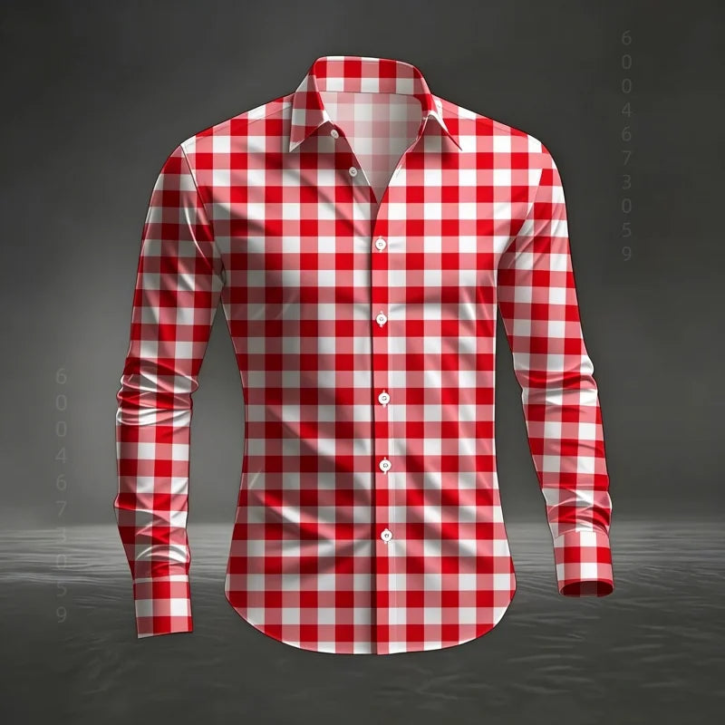 Chemise à carreaux classique pour homme 2026, imprimé écossais, coupe ajustée, col et manches longues, haut pour homme, tissu confortable XS-6XL Camara Shopping Chemise à carreaux classique pour homme 2026, imprimé écossais, coupe ajustée, col et manches longues, haut pour homme, tissu confortable XS-6XL