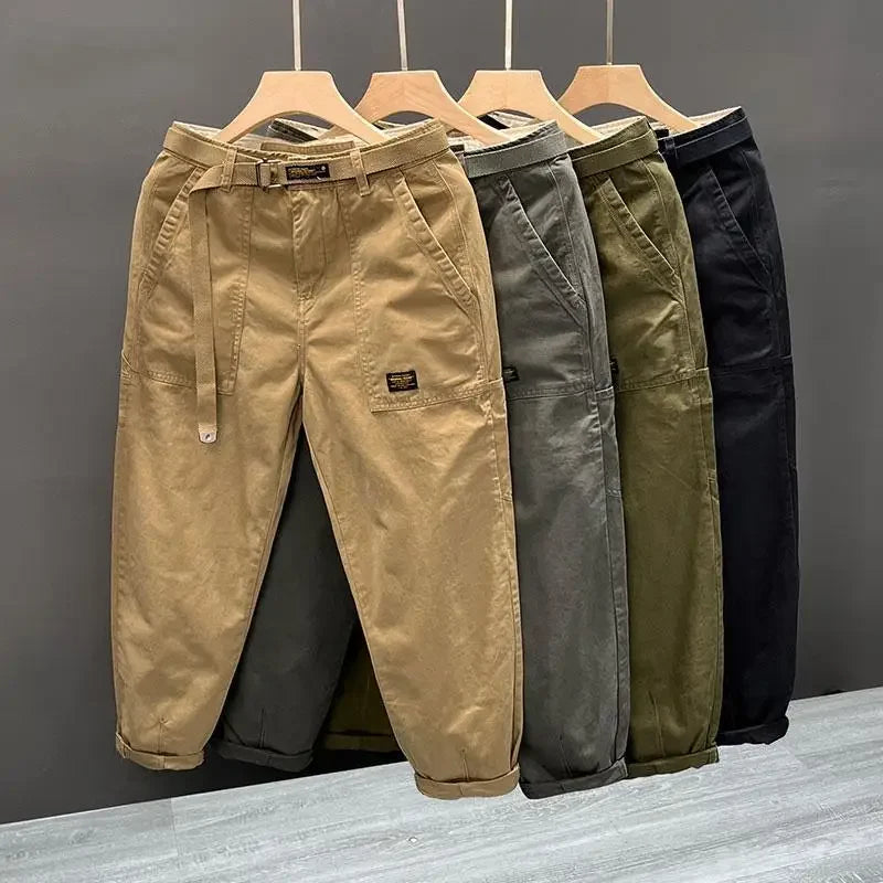Pantalon de travail en coton coupe large pour homme, style rétro décontracté, résistant à l'usure, avec poches, coupe droite et ample, idéal automne-été Camara Shopping Pantalon de travail en coton coupe large pour homme, style rétro décontracté, résistant à l'usure, avec poches, coupe droite et ample, idéal automne-été