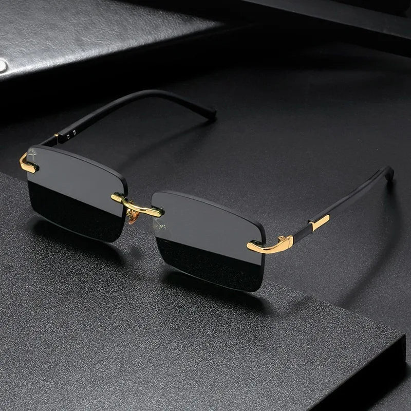 Lunettes de soleil sans monture pour hommes et femmes, verres de coupe, lunettes rétro, marque de créateur, mode Camara Shopping Lunettes de soleil sans monture pour hommes et femmes, verres de coupe, lunettes rétro, marque de créateur, mode