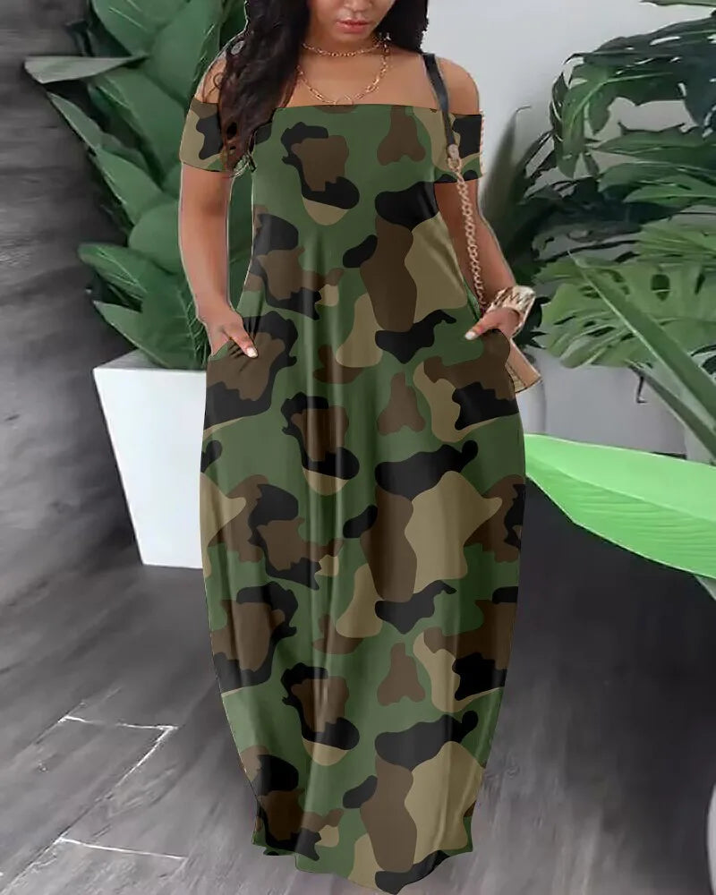 Robe longue en Polyester imprimé pour femmes africaines, Sexy, mode, manches courtes, Maxi, été, 2023 Camara Shopping Robe longue en Polyester imprimé pour femmes africaines, Sexy, mode, manches courtes, Maxi, été, 2023