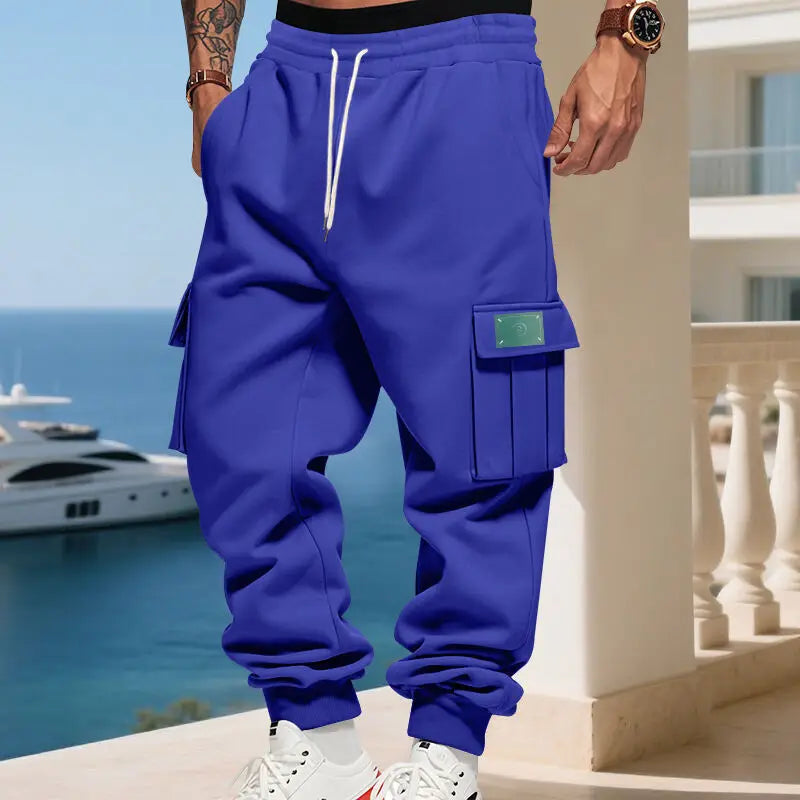 Pantalon de jogging cargo multi-poches pour homme, taille élastique avec cordon de serrage, coupe ample, style streetwear hip-hop, pour le sport quotidien et la course à pied Camara Shopping Pantalon de jogging cargo multi-poches pour homme, taille élastique avec cordon de serrage, coupe ample, style streetwear hip-hop, pour le sport quotidien et la course à pied