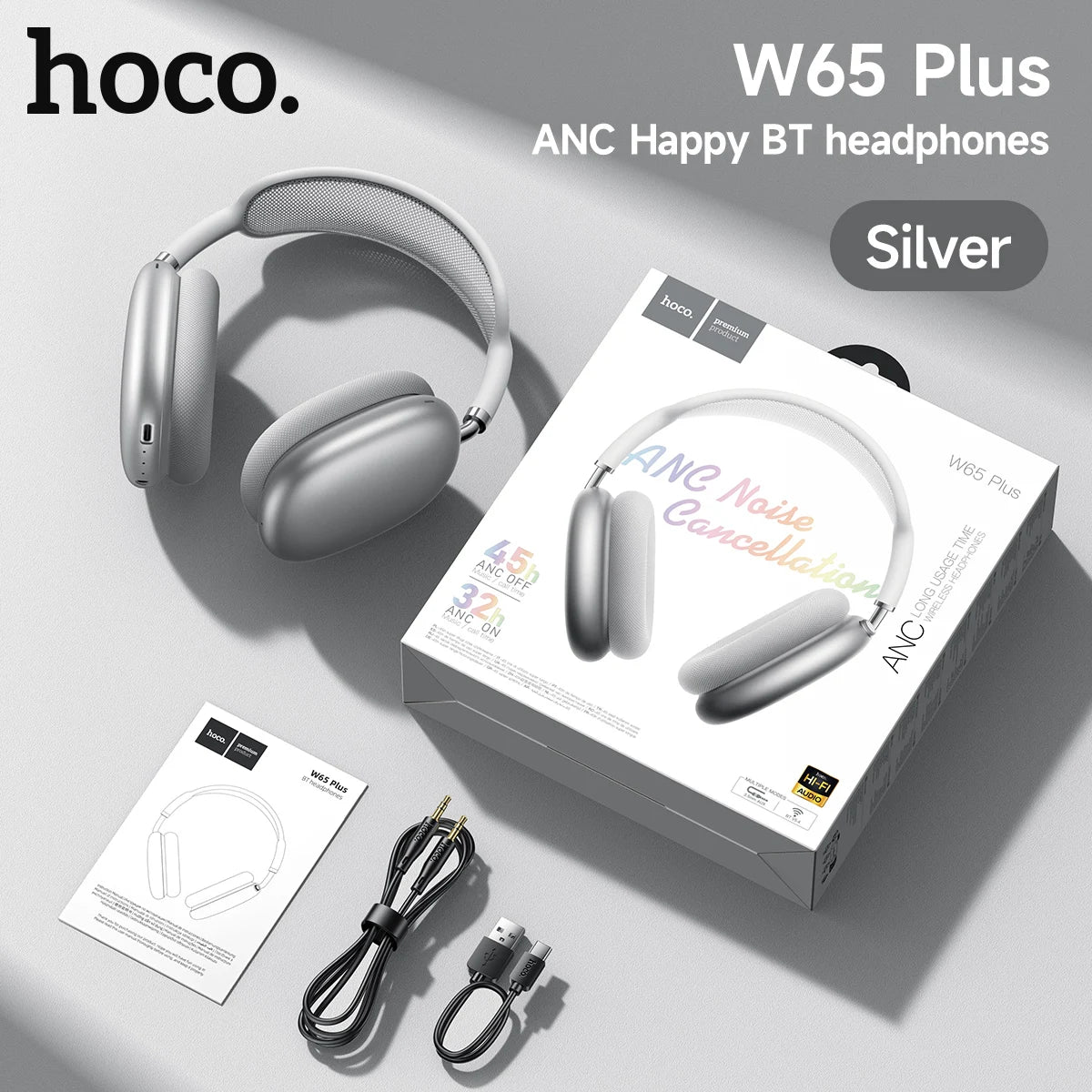 HOCO W65 Plus ANC - Casque Bluetooth sans fil à réduction de bruit - Camara ShoppingHOCO W65 Plus ANC - Casque Bluetooth sans fil à réduction de bruit