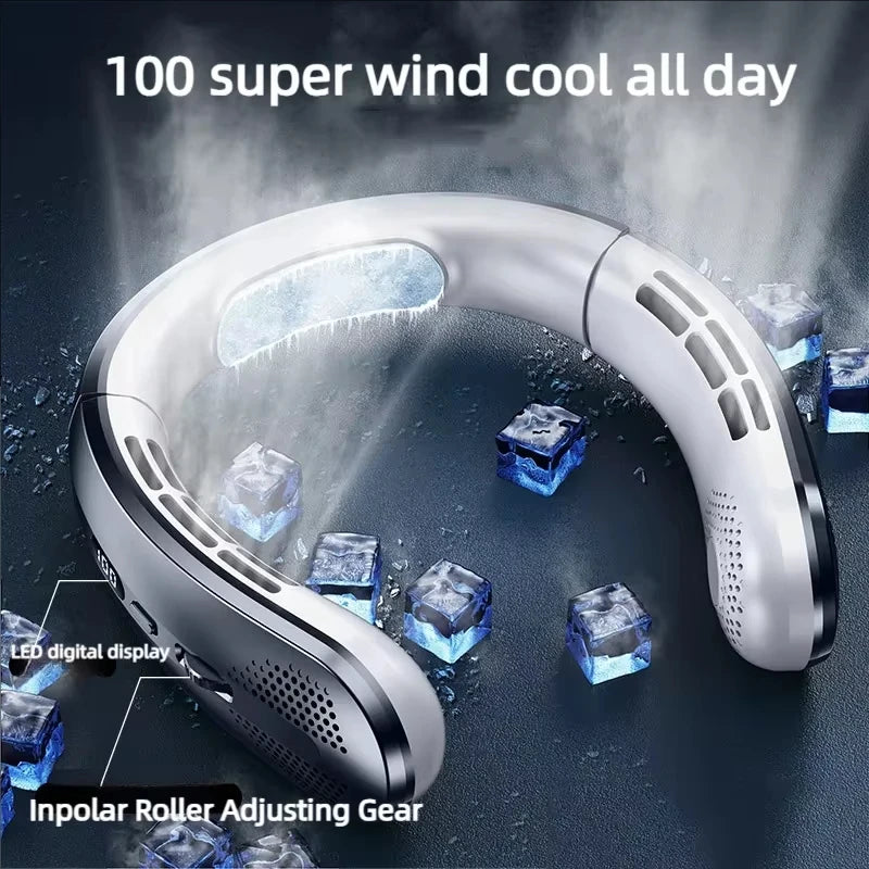 Ventilateur portable à suspendre au cou 8000 mAh, sans pales, rechargeable par USB, silencieux, avec affichage numérique LED, rafraîchisseur d'air mains libres pour la maison et l'extérieur Camara Shopping Ventilateur portable à suspendre au cou 8000 mAh, sans pales, rechargeable par USB, silencieux, avec affichage numérique LED, rafraîchisseur d'air mains libres pour la maison et l'extérieur