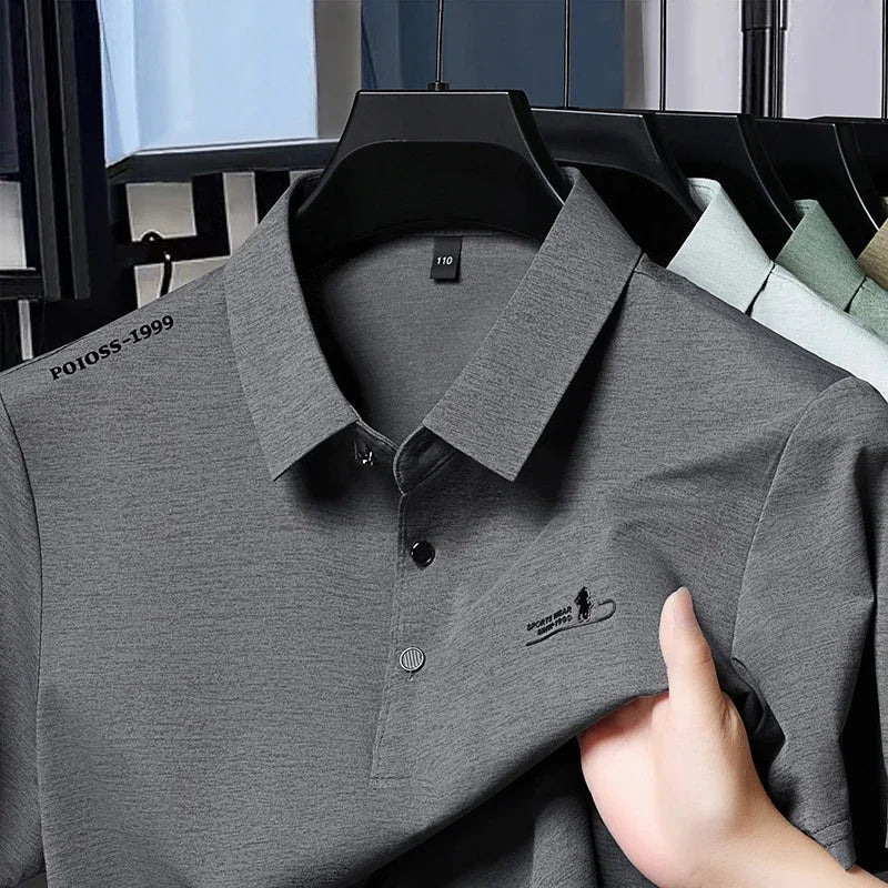 Polo brodé pour homme en tissu doux et élastique, idéal pour le quotidien, les affaires et les occasions décontractées Camara Shopping Polo brodé pour homme en tissu doux et élastique, idéal pour le quotidien, les affaires et les occasions décontractées