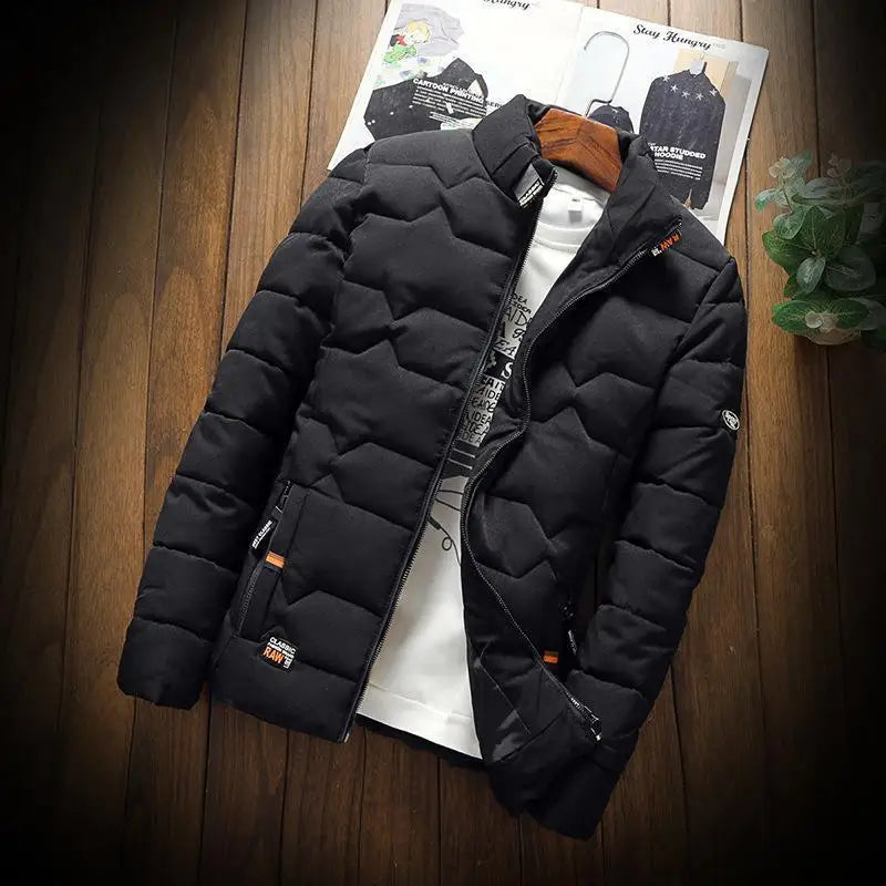 Veste d'hiver épaisse en coton pour homme, manteau chaud, coupe cintrée, rempli de fibres de Polyester, fermeture à glissière, couleur unie Camara Shopping Veste d'hiver épaisse en coton pour homme, manteau chaud, coupe cintrée, rempli de fibres de Polyester, fermeture à glissière, couleur unie