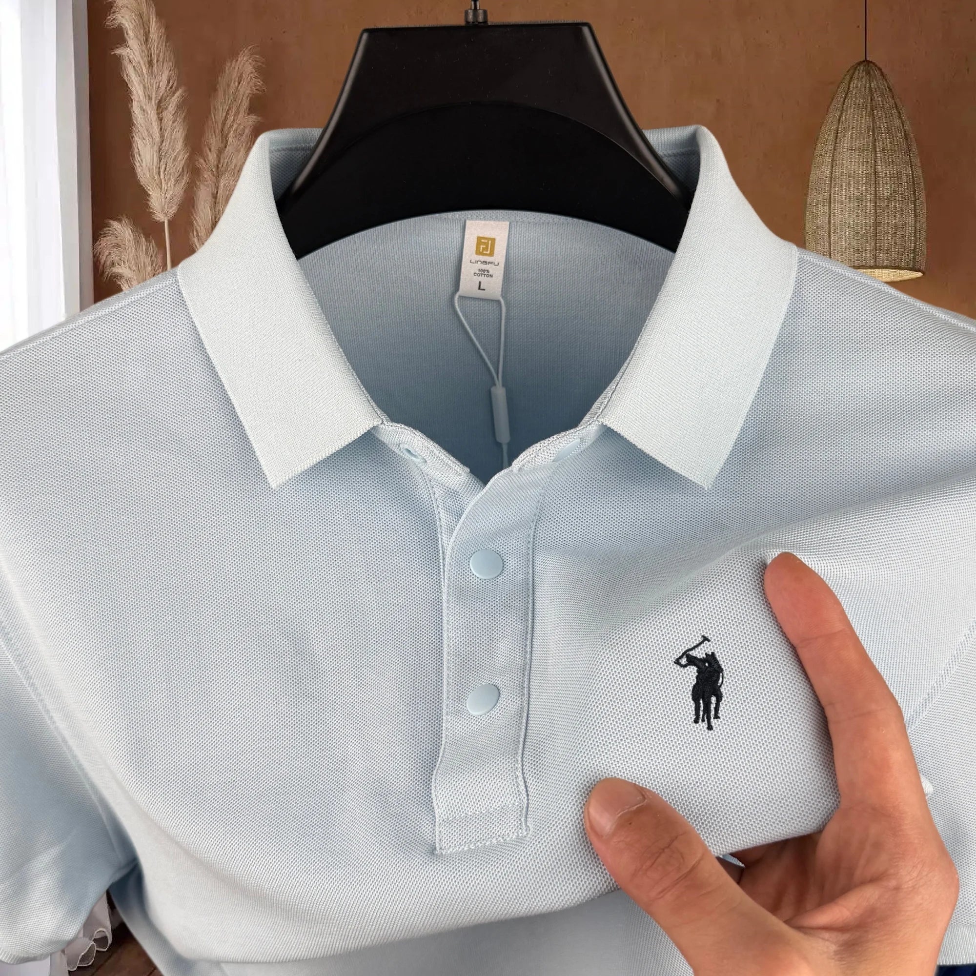Polo homme 100 % coton pur de marque haut de gamme, manches courtes, broderie poney, collection été 2026, style luxe, haut de golf, t-shirt décontracté Camara Shopping Polo homme 100 % coton pur de marque haut de gamme, manches courtes, broderie poney, collection été 2026, style luxe, haut de golf, t-shirt décontracté